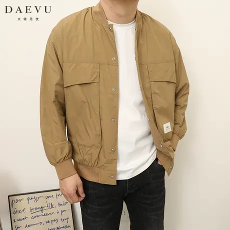 DAEVU春新款薄料韩版棒球领大号潮胖加肥加大码男士短款夹克外套图片