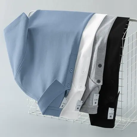 珠地棉polo衫翻领t恤男短袖保罗冰丝凉感夏季半袖纯色有领上衣服图片