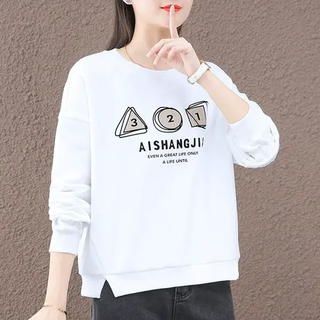 短款卫衣女春秋2023年新款时尚宽松圆领上衣服百搭显瘦早秋外套潮商品大图