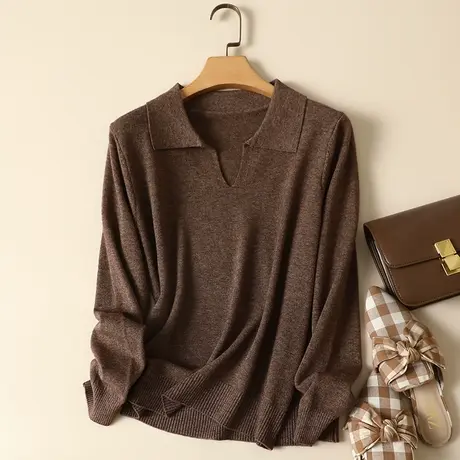 清仓！打底衫毛衣女春装新款低方领内搭长袖上衣宽松羊毛针织衫女商品大图