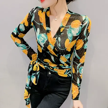 薄款冰丝开衫外套女气质V领空调衫性感网纱洋气上衣长袖小披肩夏图片