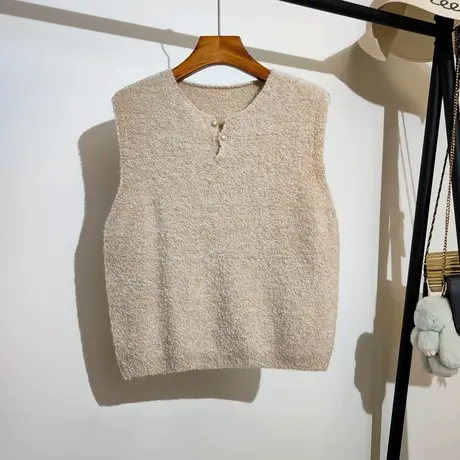 针织背心马甲女士秋冬新款韩系宽松叠穿短款显瘦无袖毛衣坎肩外穿商品大图