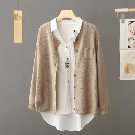 针织开衫女外套2023秋季新款女装衣服宽松百搭秋冬毛衣上衣短外套图片