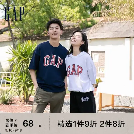 Gap男女装美式LOGO纯棉亲肤短袖T恤688537夏季新款情侣运动上衣潮图片