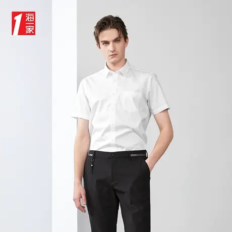 海一家职业休闲短衬2023夏季新款商务舒适透气短袖衬衫男商品大图