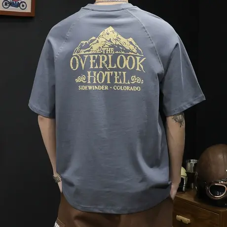 短袖t恤男士上衣宽松大码男装潮牌夏季2023新款重磅纯棉男款体恤商品大图