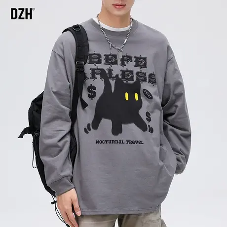 男士秋季长袖t恤男纯棉内搭打底衫秋季上衣潮牌男装2023新款秋衣商品大图