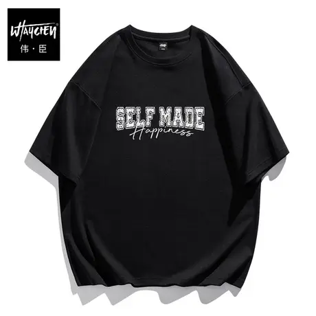 伟臣2023夏季新品纯棉大码男式短袖T恤胖子加肥加大印花半袖体恤商品大图