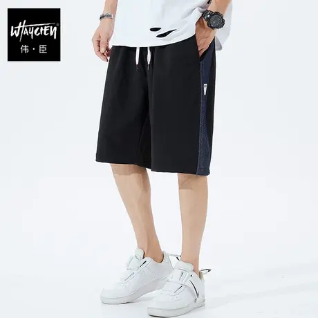 伟臣潮流大码男装夏季新品休闲短裤胖子加肥加大拼接肥佬五分裤男商品大图