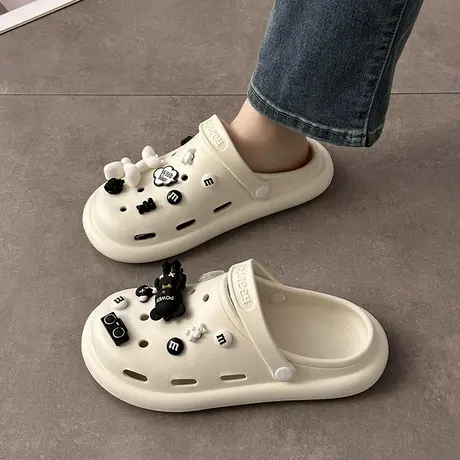 包头拖鞋女夏季踩屎感洞洞鞋家居家室内卡通可爱洗澡防滑拖鞋女夏商品大图