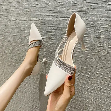 仙女风水钻尖头高跟鞋女细跟2023年夏季新款性感浅口百搭职业单鞋图片