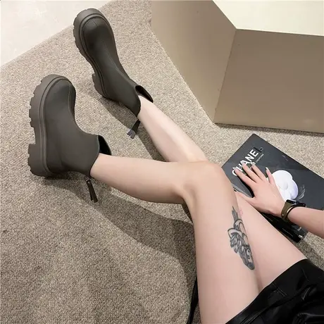 超火复古短靴女2023秋季新款英伦风厚底松糕显瘦显腿长潮流马丁靴商品大图