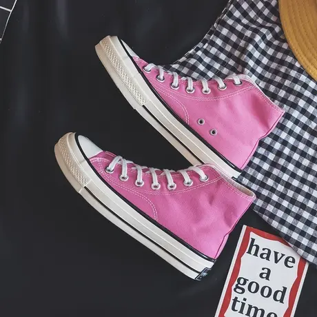 帆布鞋女2023春季韩版百搭ulzzang布鞋高帮帆布鞋女学生街拍潮鞋商品大图