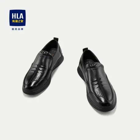 HLA/海澜之家一脚蹬休闲皮鞋24新款舒适柔软透气含碳中底质感男鞋商品大图