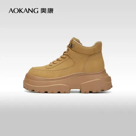 【门店发货】奥康女鞋 冬季新款轻便登山靴厚底高帮短靴子图片