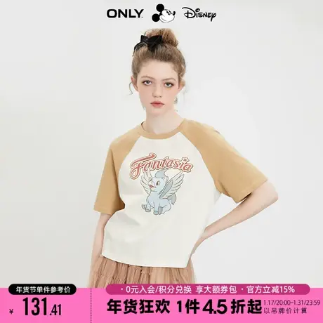 ONLY2023夏季新款迪士尼联名植绒圆领插肩短袖T恤女|123101080商品大图
