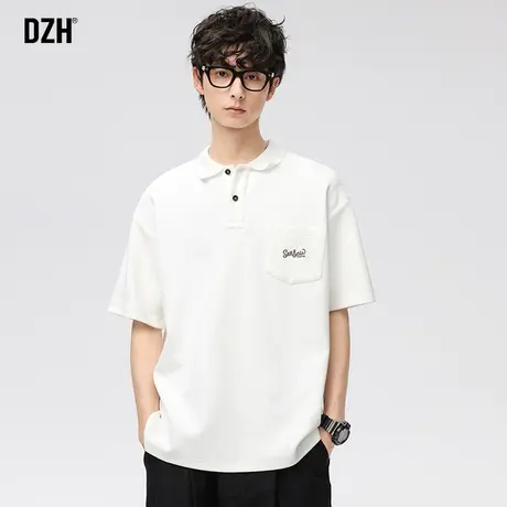 男士重磅珠地棉polo衫男潮流痞帅短袖夏季白色翻领t恤休闲半袖男商品大图