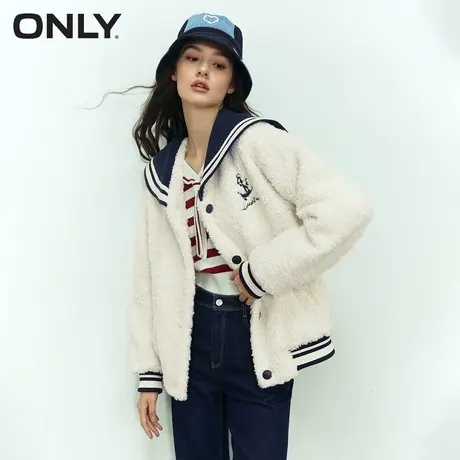 【直播专享】ONLY春季时尚海军风宽松仿泰迪绒刺绣外套商品大图