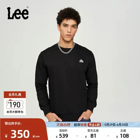 Lee商场同款标准版圆领套头logo基础款休闲男长袖卫衣潮流LMT006图片