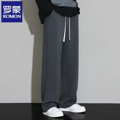 罗蒙宽松直筒休闲裤男2025春季新款美式潮牌纯色百搭阔腿长裤N1Z商品大图