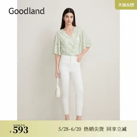 【真丝系列】Goodland美地夏季新法式印花衬衫桑蚕丝上衣图片