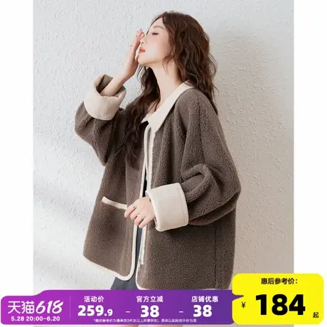 唐狮2025早春外套女仿羊羔绒短款上衣灯芯绒小众设计感上衣冬季图片