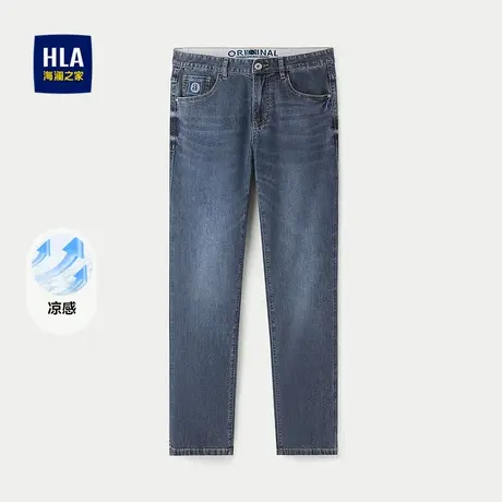 HLA/海澜之家五袋款凉感牛仔裤2025春夏新款时尚直筒休闲裤子男图片