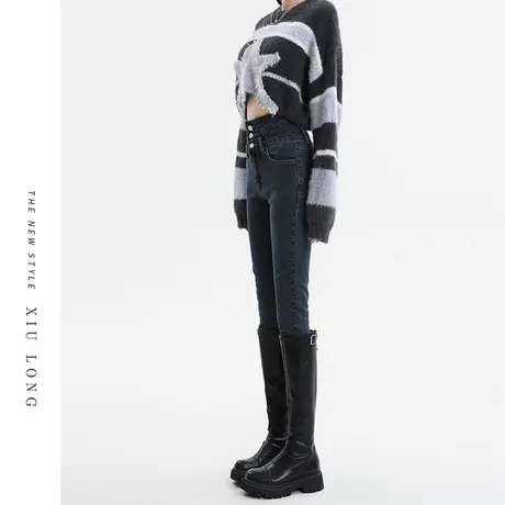 高腰牛仔裤女春秋2023新款爆款显瘦修身铅笔紧身显高女士小脚裤子图片