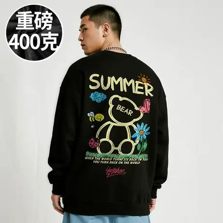 【胖子男装】200-300斤大码男装潮男美式潮牌加肥加大码卫衣早秋商品大图