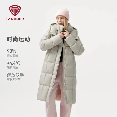 坦博尔黑色连帽羽绒服女2025冬季新款立领加厚保暖小个子鸭绒外套商品大图