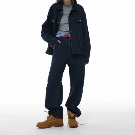 美式复古潮牌基础款水洗牛仔裤女春秋新款宽松休闲情侣款直筒长裤商品大图