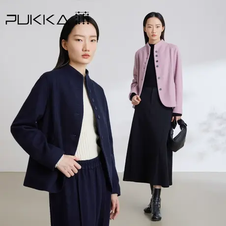 蒲PUKKA 新中式毛呢外套女2023冬季新款流行设计感简约通勤商品大图