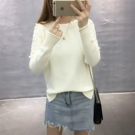 清仓！上衣套头针织衫秋冬新款韩版女前短后长宽松纯色打底衫毛衣商品大图