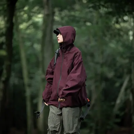 复古连帽女外套春秋2023年新款ins潮牌宽松情侣装运动夹克商品大图