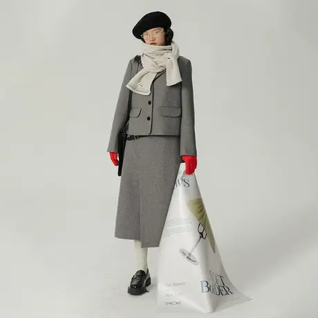 omont蛋挞家 羊毛短款西装外套女秋冬2023新款高级感小个子短外套图片