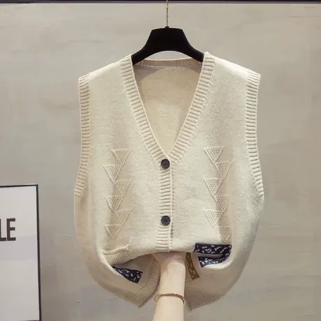 v领针织开衫马甲背心女2023秋装新款宽松外穿马夹外搭毛衣坎肩潮商品大图