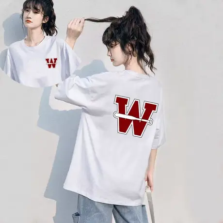 美式复古印花短袖t恤女2023年夏季新款宽松oversize纯棉上衣ins潮商品大图