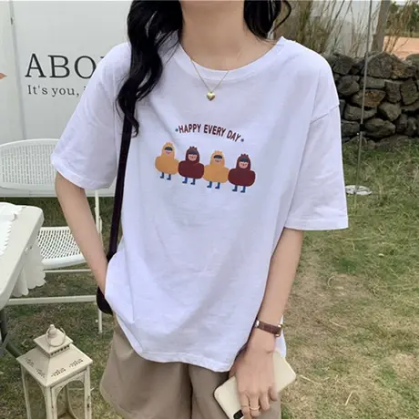 chic港味短袖t恤女大码设计感小众宽松韩版bf慵懒风ins超火上衣服图片