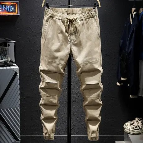 2022春季新款简约潮牌休闲裤男韩版潮流宽松小脚束脚裤子男小脚裤商品大图