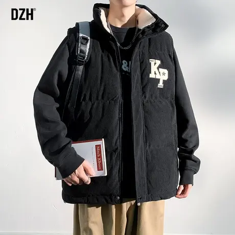 青少年美式棉马甲男冬季保暖背心马夹男式新款灯芯绒外套男款坎肩商品大图