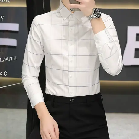长袖衬衫男士高级感春秋季高端免烫抗皱商务职业休闲衬衣正装衬衫图片