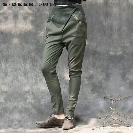 sdeer圣迪奥女2017冬装设计感几何搭片晕染长裤S15480858商品大图