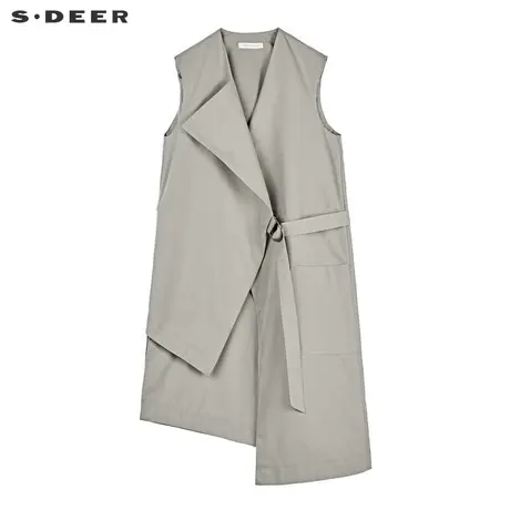 sdeer圣迪奥休闲开襟不规则裁剪搭片收腰设计无袖马甲S19181602商品大图