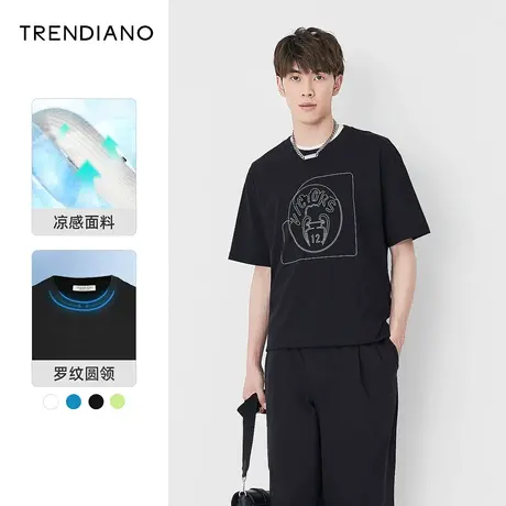 TRENDIANO狂热杯系列潮流凉感T恤男夏季新款圆领短袖半袖上衣商品大图