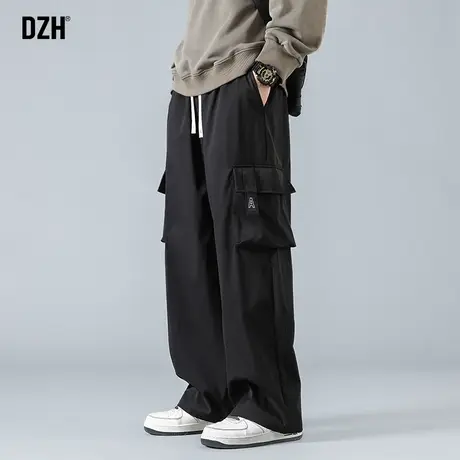 男生机能工装裤男直筒宽松黑色裤子春季2024新款休闲裤百搭直筒裤商品大图