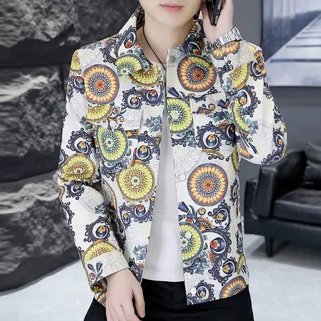 小香风潮牌个性工装外套男士春秋季痞帅炸街网红夹克翻领休闲上衣图片