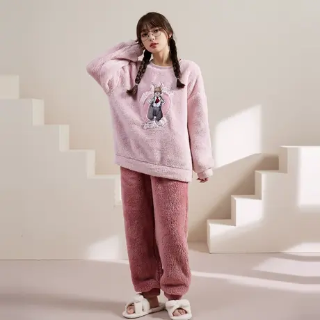 唐狮睡衣套装女加厚新款秋冬家居服可爱设计感可外穿长袖睡衣图片