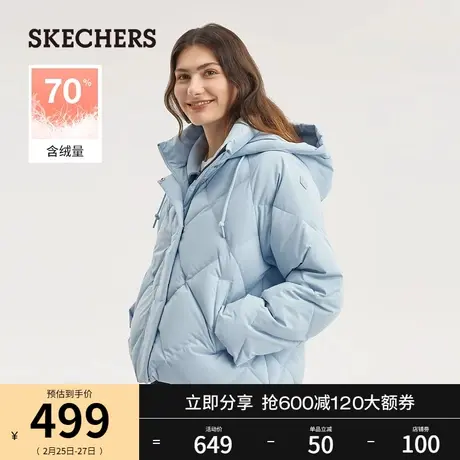 Skechers斯凯奇2024年春季女士短款羽绒服舒适保暖连帽棉服外套商品大图