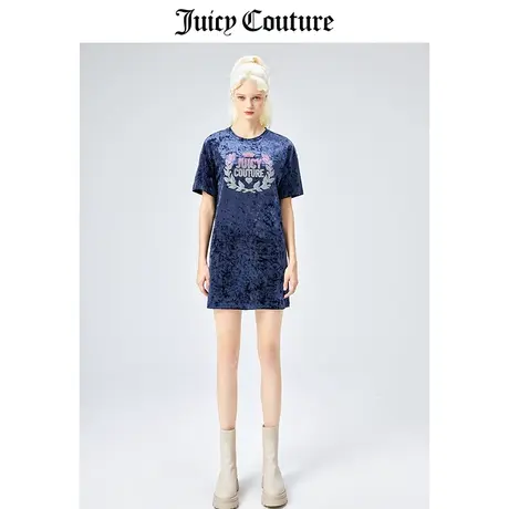 Juicy Couture橘滋美式夏季新款时尚雪花绒印花宽松舒适T恤连衣裙图片