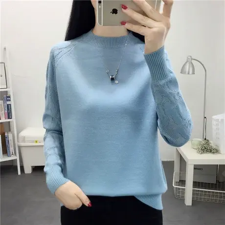 半高领蕾丝女士毛衣宽松内搭针织打底衫秋装2023新款洋气百搭上衣商品大图